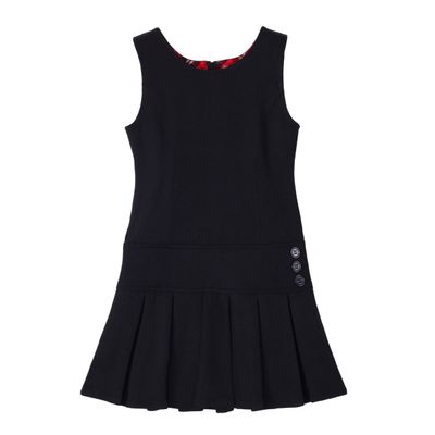 Bienzoe Girls School Uniform Jumper: Stretch Fit Pleated Hem Kids Sleeveless Dress Black 10