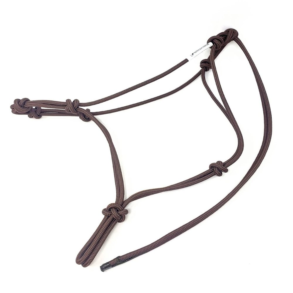 Knotty Girlz Horse Rope Training Halter - 4 Knot 1/4" Stiff Halter Cord - Used by Famous Trainers Multiple Sizes Multiple Colors(Brown, Weanling)