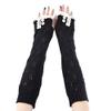 Drasawee Winter Warm Lace Knitted Crochet Long Fingerles Gloves Black view 1