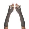 Drasawee Winter Warm Lace Knitted Crochet Long Fingerles Gloves LightGrey view 1