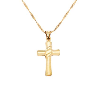 24K Gold Classical Catholic Church Jesus Cross Necklace Religion Crucifix Pendant Jewelry