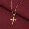 24K Gold Classical Catholic Church Jesus Cross Necklace Religion Crucifix Pendant Jewelry view 3