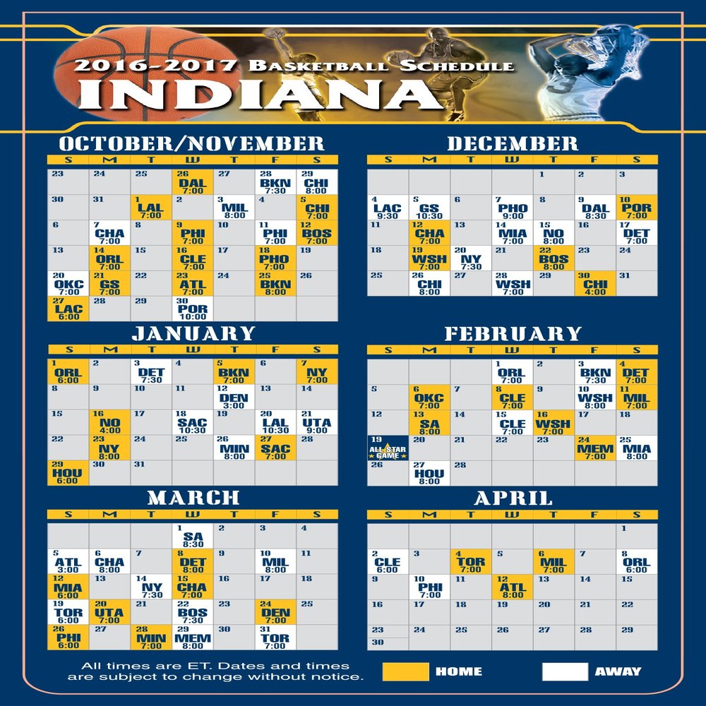 300 Pieces Magnetic Business Card Pro Basketball Sports Schedules 3.5 x 9 (Indiana)