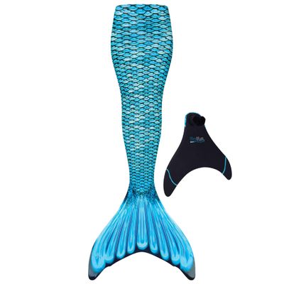 Fin Fun Mermaidens - Mermaid Tails for Swimming for Women, Teens and Adults with Monofin, Large, Tidal Teal