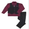 Boy's Vest and Pant Set, Includes Shirt, Tie and Hanky - BURGUNDY 9-12M view 2