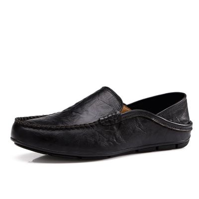BIFINI Men's Casual Slip On Loafers Shoes Leather Comfortable Slippers Black