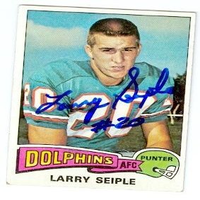 Sports Memorabilia Larry Seiple Autographed Football Card (Miami Dolphins) 1975 Topps No.22