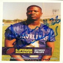 Sports Memorabilia Autograph Warehouse 58001 Anthony Phillips Autographed Football Card Texas A & M 1994 Superior Rookies No .32