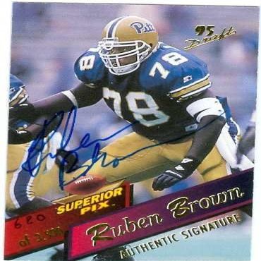 Sports Memorabilia Autograph Warehouse 31871 Ruben Brown Autographed Football Card College Football, Pittsburgh