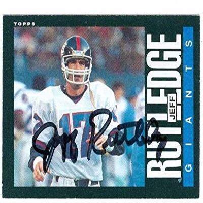 Sports Memorabilia Autograph Warehouse 20100 Jeff Rutledge Autographed Football Card New York Giants 1985 Topps No. 122