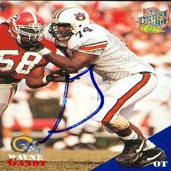Sports Memorabilia Autograph Warehouse 73700 Wayne Gandy Autographed Football Card Auburn 1994 Classic No 18
