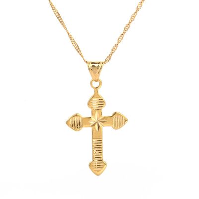 24K Gold Plated Cross Pendant Necklace Jewelry