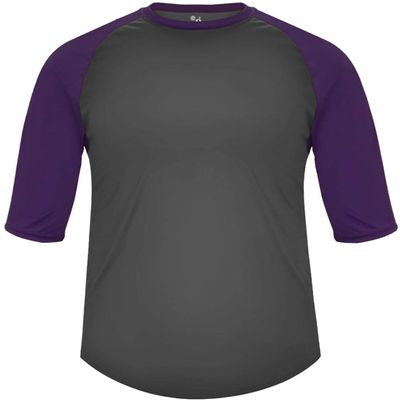 Badger Sports B-Baseball Youth Tee Graphite/Purple Small