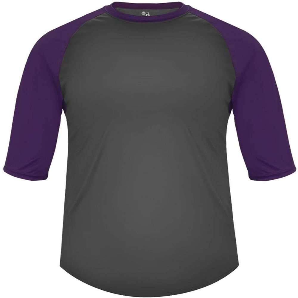 Badger Sports B-Baseball Youth Tee Graphite/Purple Small