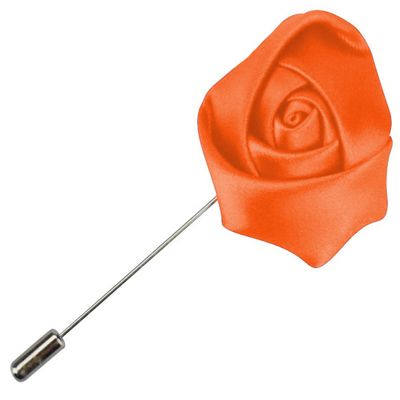 Flairs New York Gentleman's Essentials Premium Handmade Artisan Flowers Lapel Pins (Pack of 1 Pin, Mandarin Orange Rose Bud)
