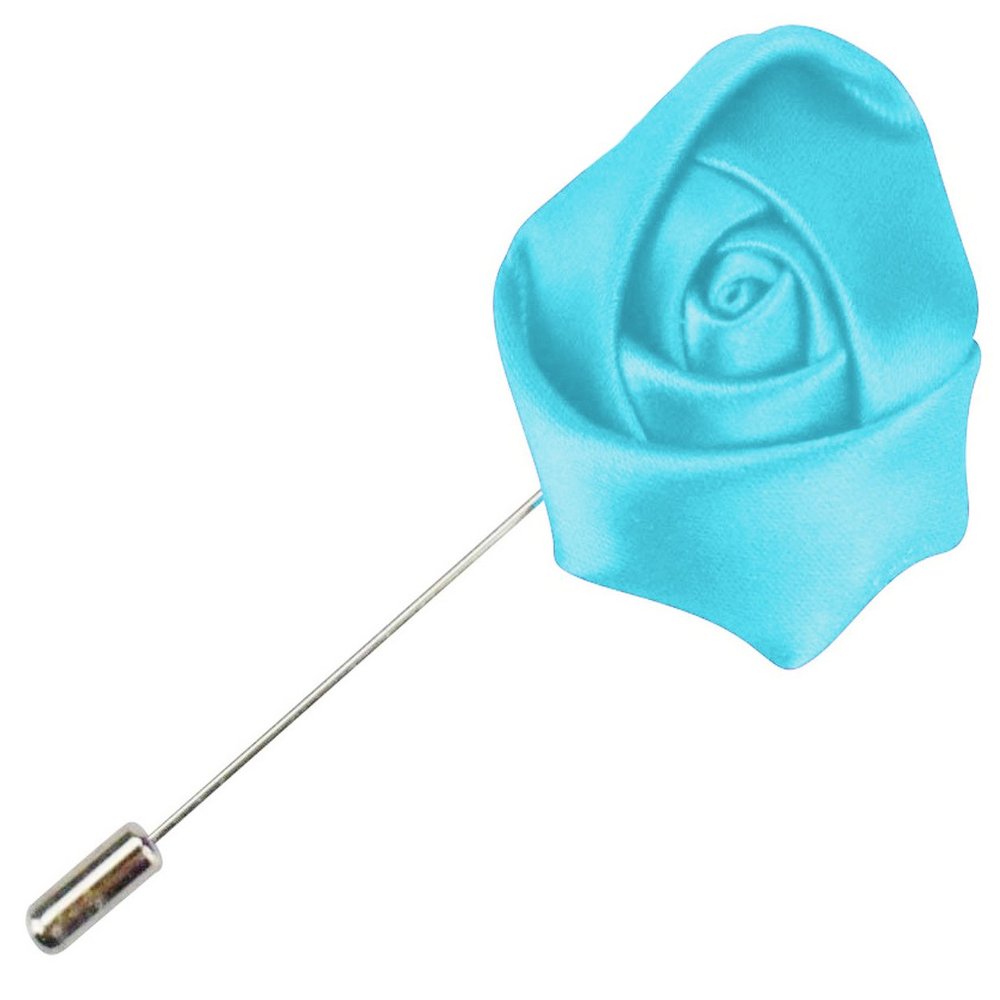 Flairs New York Gentleman's Essentials Premium Handmade Artisan Flowers Lapel Pins (Pack of 1 Pin, Electric Blue Rose Bud)