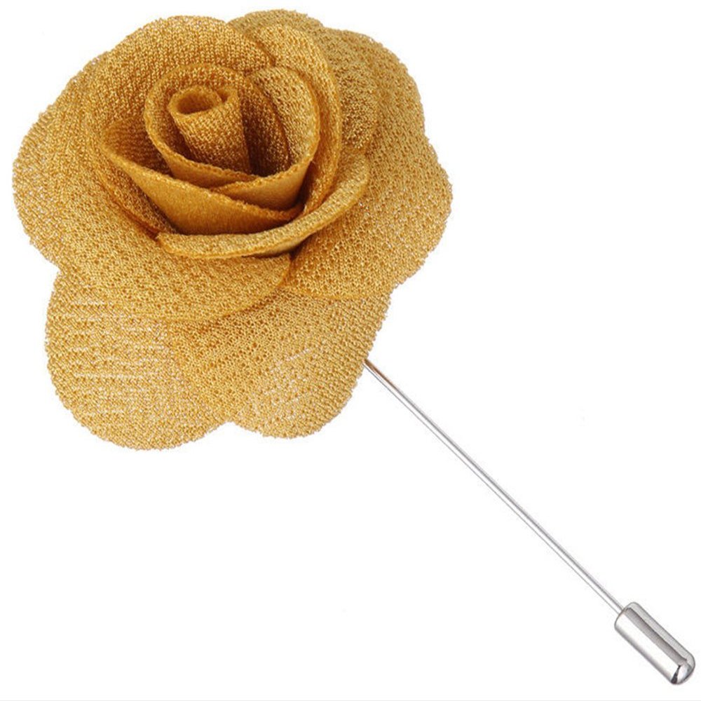 Flairs New York Gentleman's Essentials Premium Handmade Flower Lapel Pin Boutonniere (Pack of 1 Pin, Dijon Yellow Begonia)