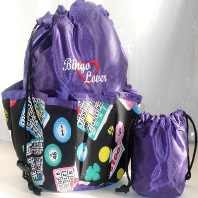 Bingo Lover Drawstring Bag (Purple, Lucky)