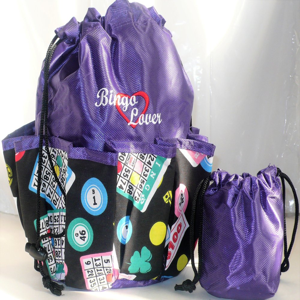 Bingo Lover Drawstring Bag (Purple, Lucky)