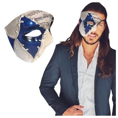 Phantom Of The Opera One Eyed Masquerade Mask For Men Vintage Design Halloween, Prom, Mardi Gras, & Carnival
