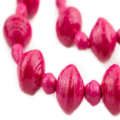 The Bead Chest Recycled Paper Bead Necklace from Uganda - Fair Trade African Woman's Jewelry - Necklace with Clasp (Red)