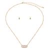 NYFASHION101 Stone Stud Rugged Edge Oval Charm Bead Link Chain Necklace and Earrings Set - Clear/Gold-Tone view 1