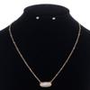 NYFASHION101 Stone Stud Rugged Edge Oval Charm Bead Link Chain Necklace and Earrings Set - Clear/Gold-Tone view 2