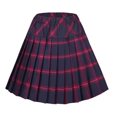 Women's Elastic Waist Plaid Pleated Skirt Tartan Skater School Uniform Mini Skirts (X-Large, Series 8 red)