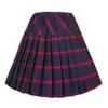 Women's Elastic Waist Plaid Pleated Skirt Tartan Skater School Uniform Mini Skirts (X-Large, Series 8 red) view 3