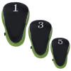 Andux Golf Club Driver Wood Head Covers with Hook & Loop Set of 3 Black/Green view 2