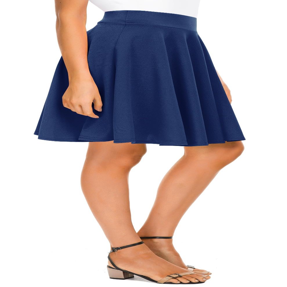 Urban CoCo Women's Basic Midi Skirt Versatile Stretchy Flared Casual High Waisted Skirt(Small, Royal Blue-Long)