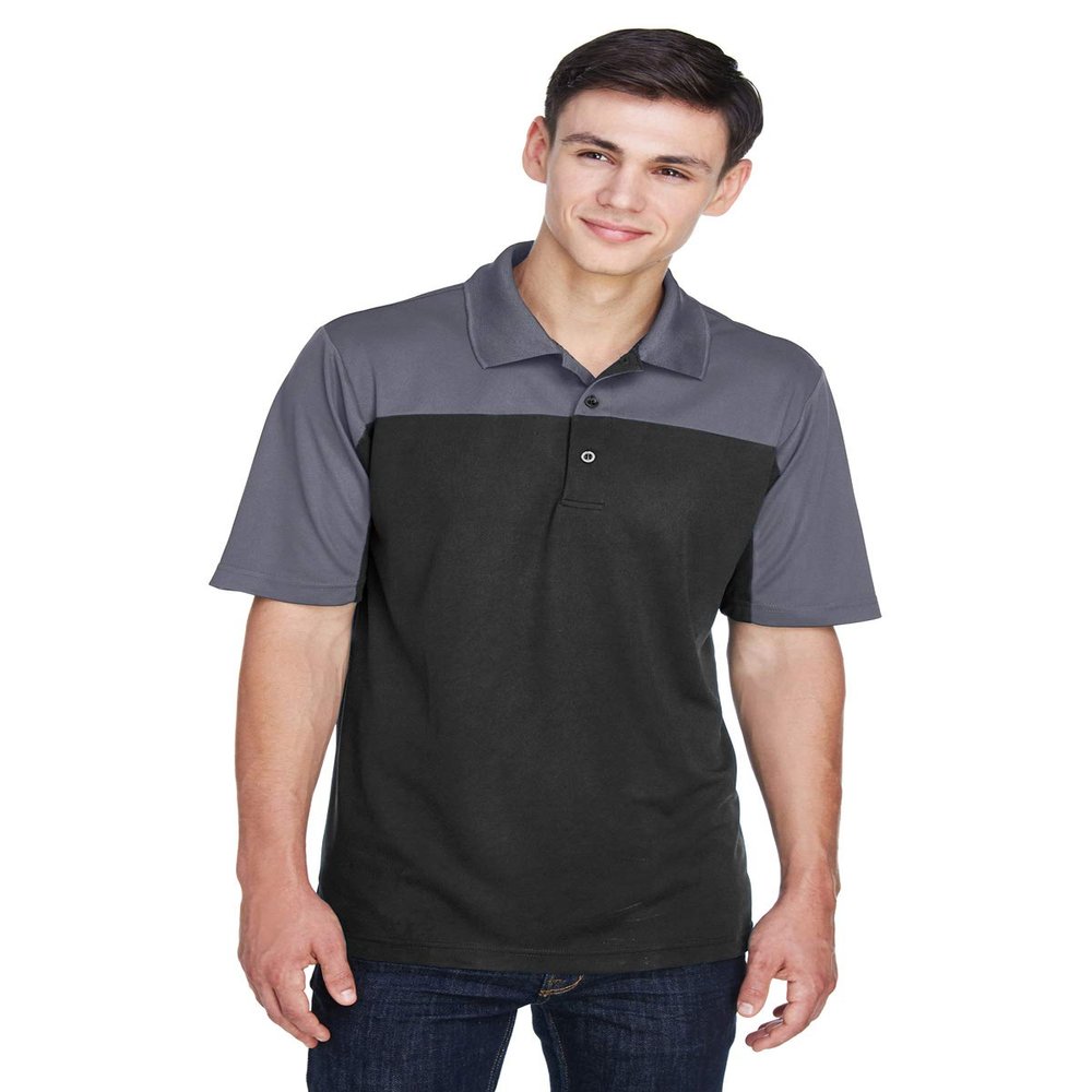 Men's Balance Colorblock Performance Piqu Polo 5XL BLACK/ CARBON