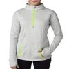 J America Ladies' Cosmic Fleece Quarter-Zip 3XL IC GRY FL/ NE GN