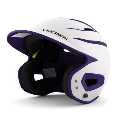 Boombah DEFCON Batting Helmet Sleek Profile White/Purple - Size Junior 6 1/4" - 7"
