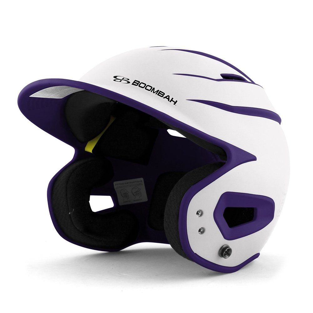 Boombah DEFCON Batting Helmet Sleek Profile White/Purple - Size Junior 6 1/4" - 7"
