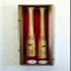 sfDisplay.com,LLC. 2 Baseball & Bat Display Case Cabinet Wall Mount Holder Rack (Red Background, Walnut Finish) view 1