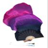 Winged Sirenny 59" (150 cm) Pairs Spinning Worship Praise Fan Pois, Adjustable Colorful Belly Dance Silk Fan Veil (Black-purple-pink) view 1
