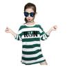 FTSUCQ Girls Letter Striped Pullover Sports Long Shirt (120CM, Green Stripe) view 1