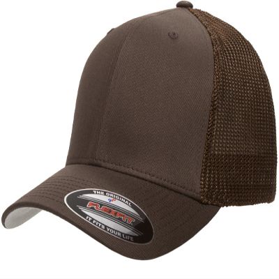 6511 Flexfit Mesh Cotton Twill Trucker Cap (Brown)