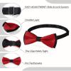 AWAYTR Men's Pre Tied Bow Ties for Wedding Party Fancy Plain Adjustable Bowties Necktie (Dark red&black) view 2