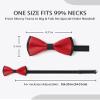AWAYTR Men's Pre Tied Bow Ties for Wedding Party Fancy Plain Adjustable Bowties Necktie (Dark red&black) view 3