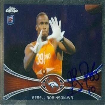 Sports Memorabilia Gerell Robinson Autographed Football Card (Denver Broncos) 2012 Topps Chrome No.214 Rookie