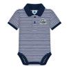 Creative Knitwear Notre Dame University Leprecaun Newborn Striped Polo Bodysuit, Navy, 3-6 Months view 1