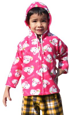 Full Funk Childrens Warm Unisex Thin Fleece Jacket Hoody Shirt Cartoon Art, 1 Year-2 Years, Pink
