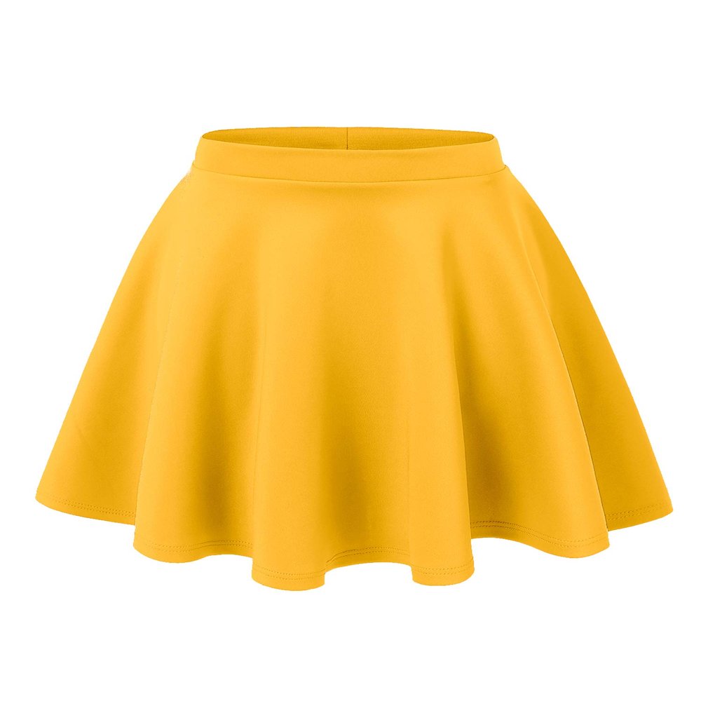 MBJ WB211 Women's Basic Versatile Stretchy Flared Skater Skirt for Girl XS Yellow