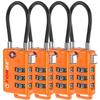 TSA Approved Cable Luggage Locks, Re-settable Combination with Alloy Body, Orange 4 Locks. view 1