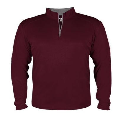 Maroon Youth Large Long Sleeve 1/4 Zip Pullover Wicking Sports Jacket