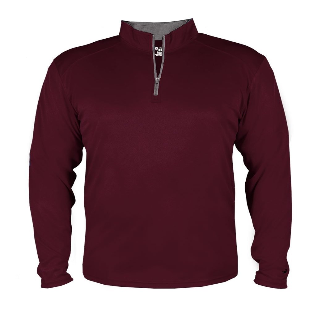 Maroon Youth Large Long Sleeve 1/4 Zip Pullover Wicking Sports Jacket