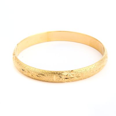 18K Gold Plated Texture Ethiopian Bangle Bracelet Africa Arab Dubai Gold Bangle Bracelet (L)