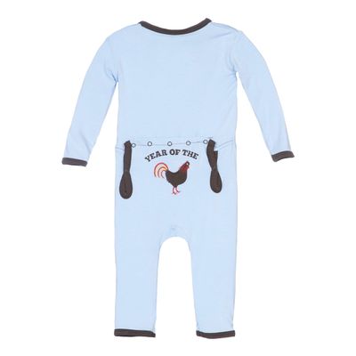KicKee Pants Little Boys Holiday Fitted Applique Coverall - Pond Year of The Rooster, 6-12 Months